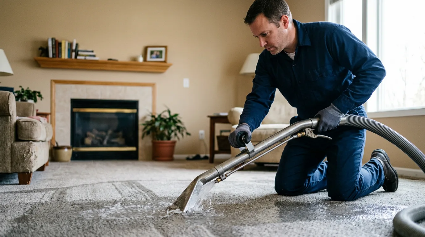 Water damage restoration technician working near Bethany, LA